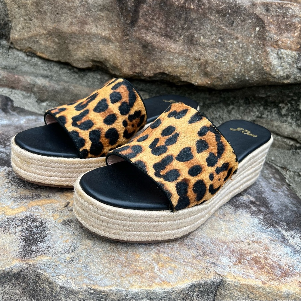 J. Crew | Leopard Print Fur Espadrille Slide | 7